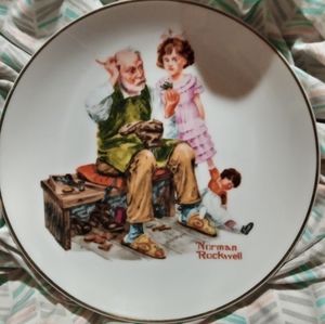 Norman Rockwell Vintage Plates and Cups Set- 2 Plates - 2 Cups One  Low Price
